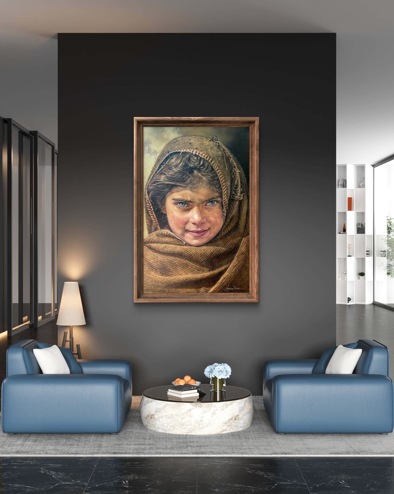 Beauty in Village, Oil painting, Realistic art, Home decor, Wall decor, Artwork, Handpainted, Art, Painting, VistaPallette